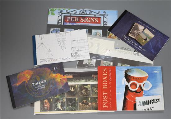 A large collection of 1990s-2010s first day stamp covers, definitive stamp sets, sheets of stamps, etc. all mint unused, 2 boxes